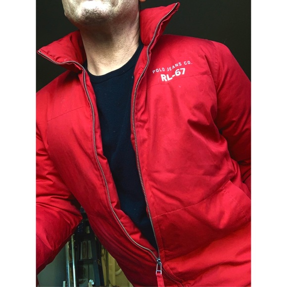 RL Polo Jeans Co Down Filled Red Puffer Jacket S - Picture 3 of 6